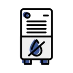 A blue and white icon of an appliance.