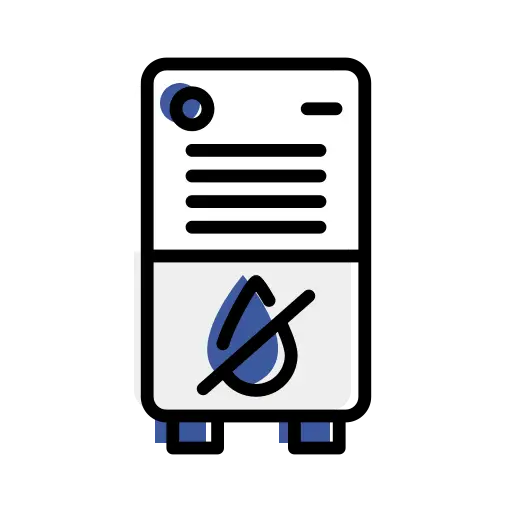 A blue and white icon of an appliance.