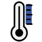 A thermometer with the symbol for temperature in it.